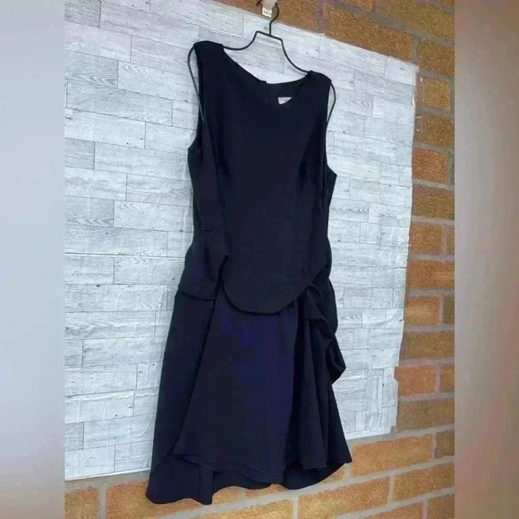 Morgane le fay navy blue silk chiffon dress size large - Picture 4 of 14